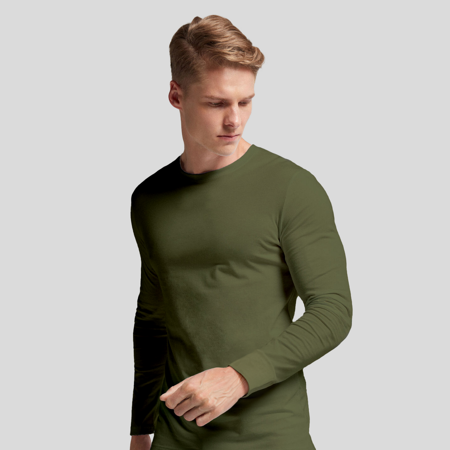 Cotton Long Sleeve High Neck T-Shirt