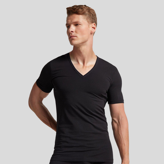Cotton V-Neck Undershirt - Black