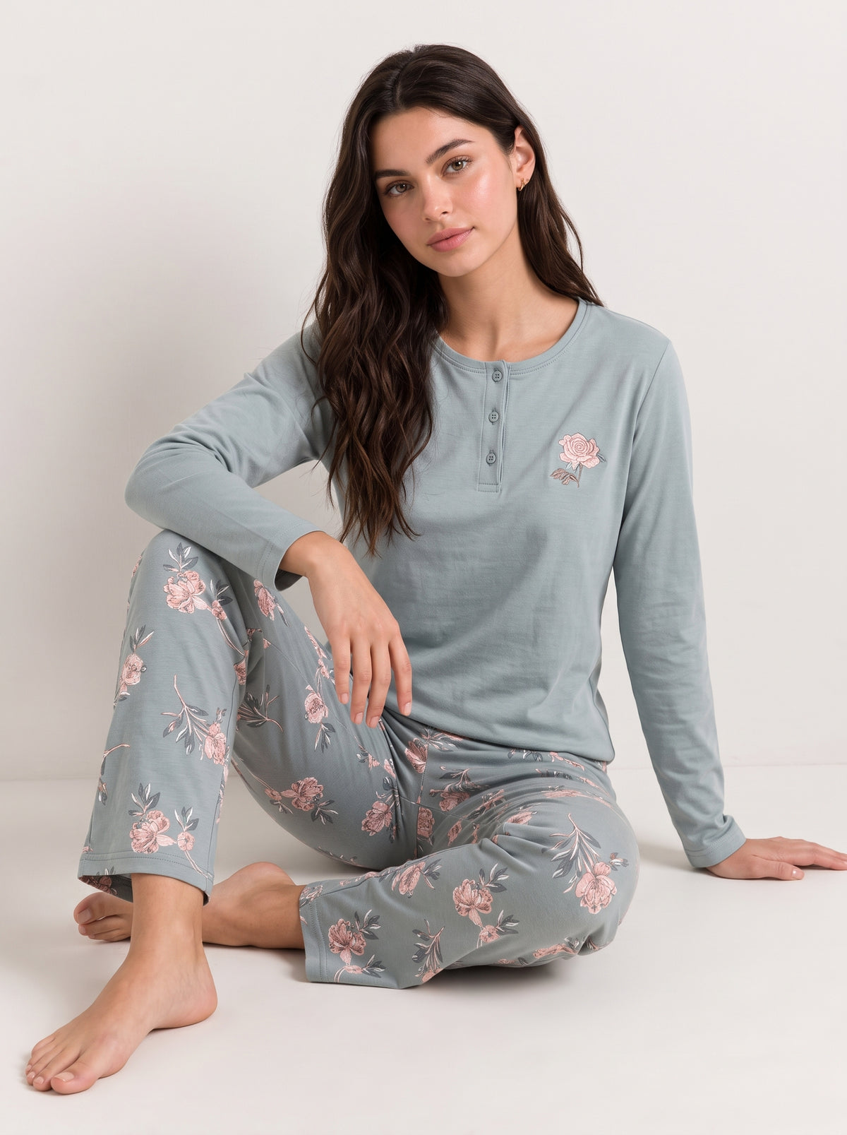Muted Bloom Soft Pure Cotton PJ Set