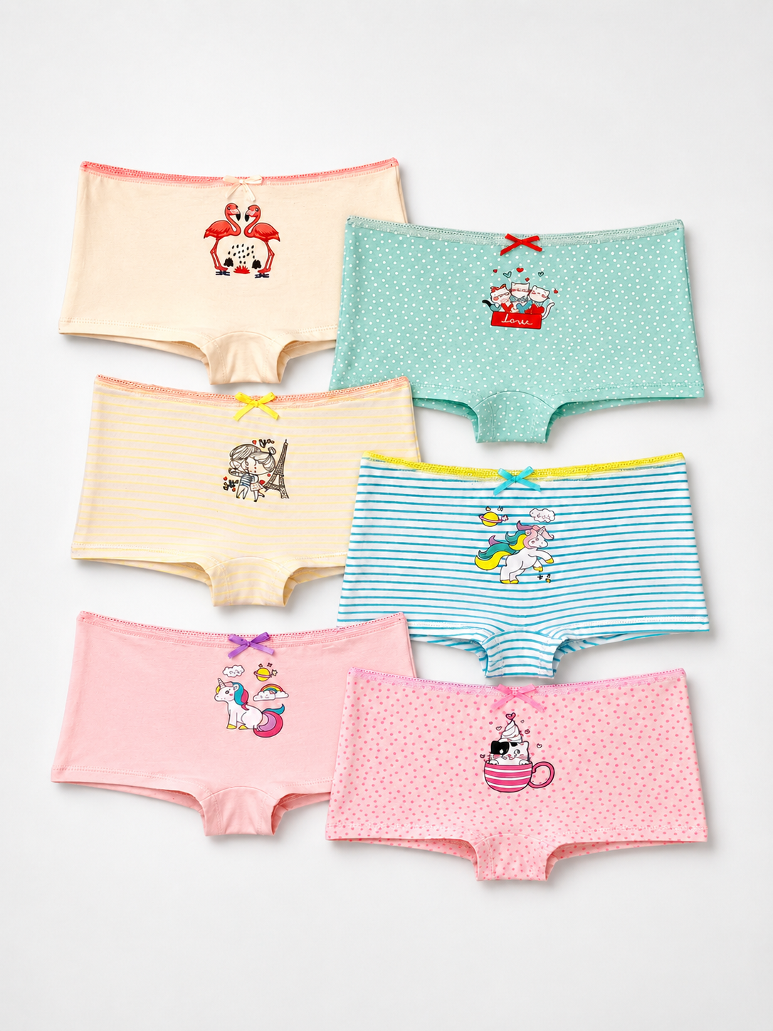 Girls Short-Leg Boxer Briefs – 2-Pack Assorted