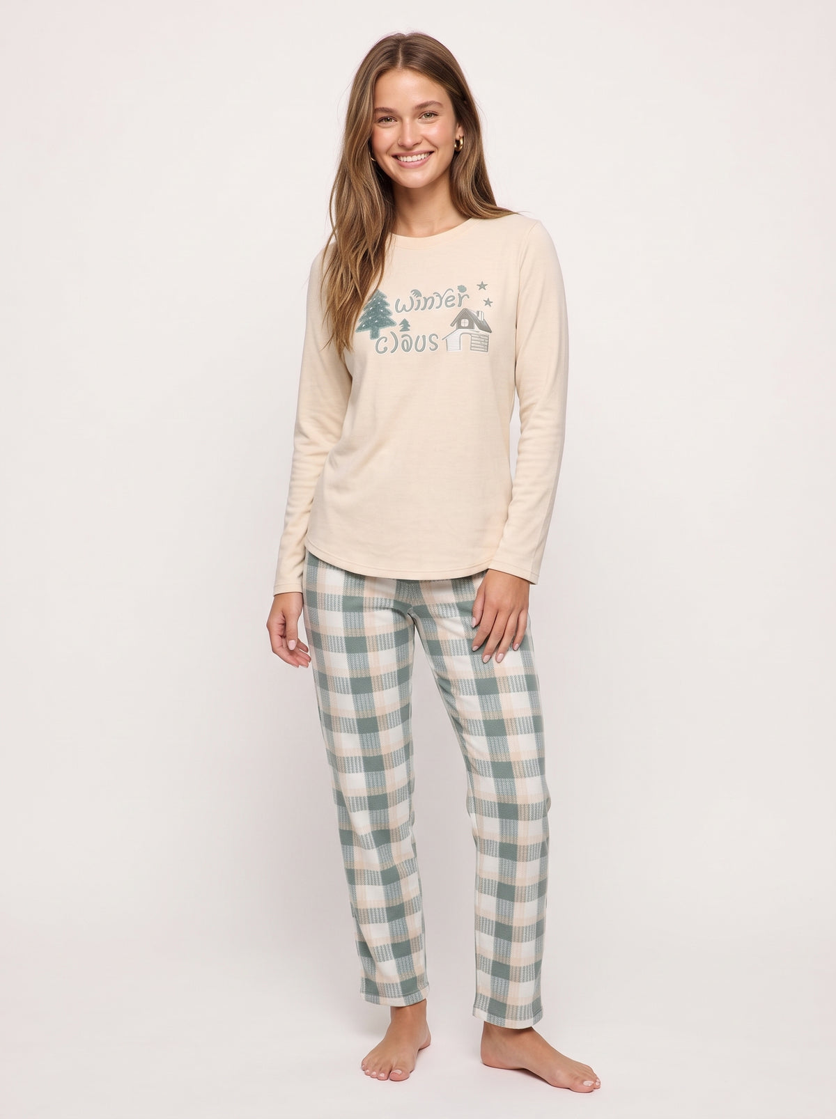 Pine & Plaid 3-Piece Velvet Pajama & Plush Robe Set