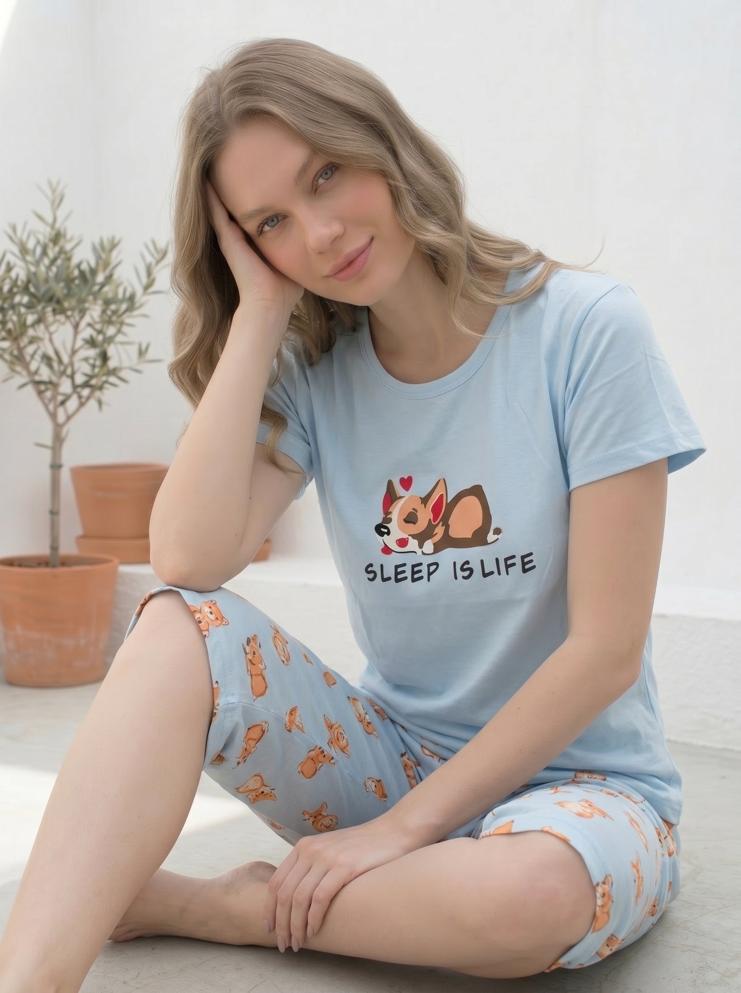 Cotton-Blend Pajama Set