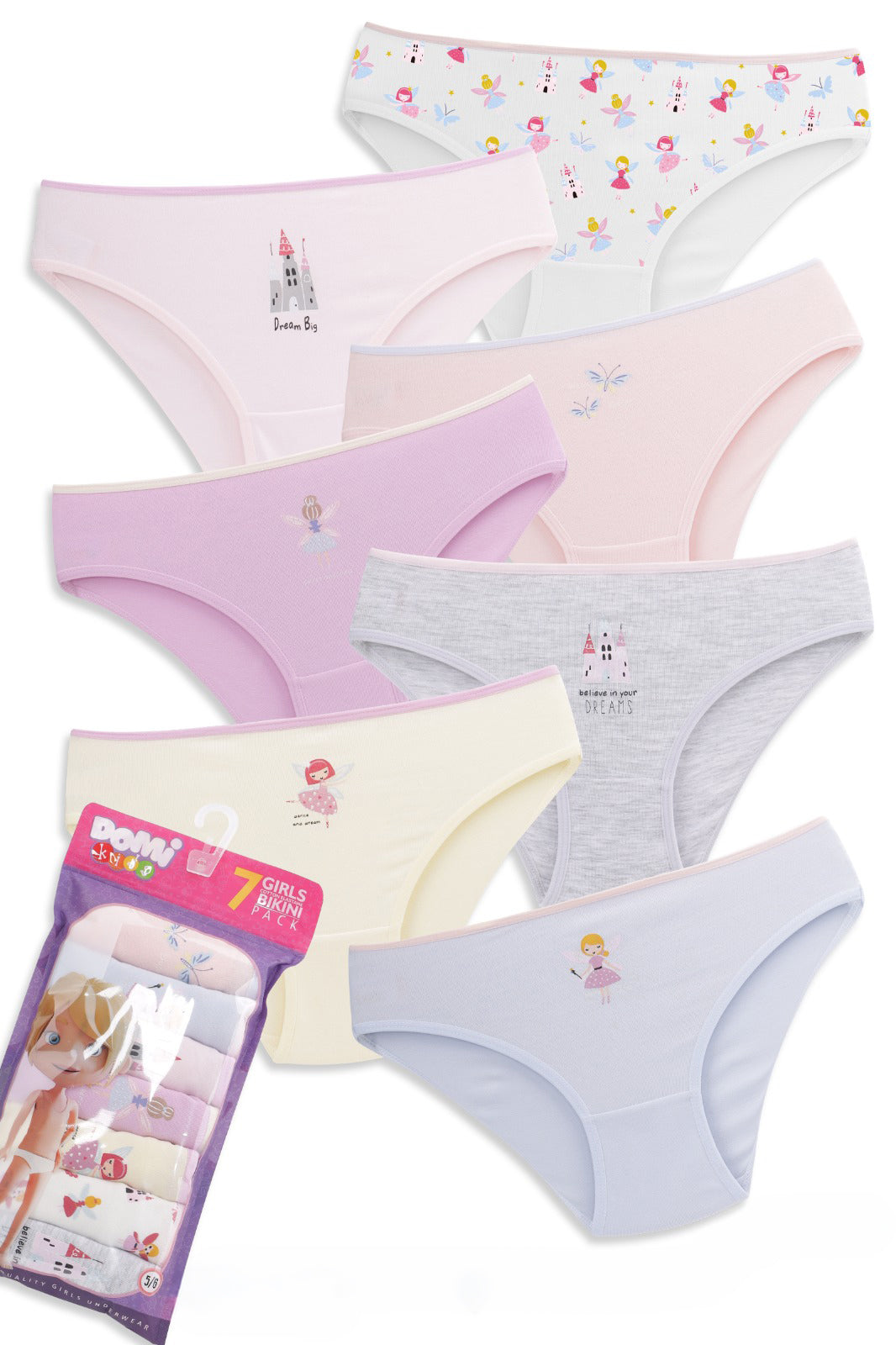 Girls Cotton Elastane Panties – 7-Pack