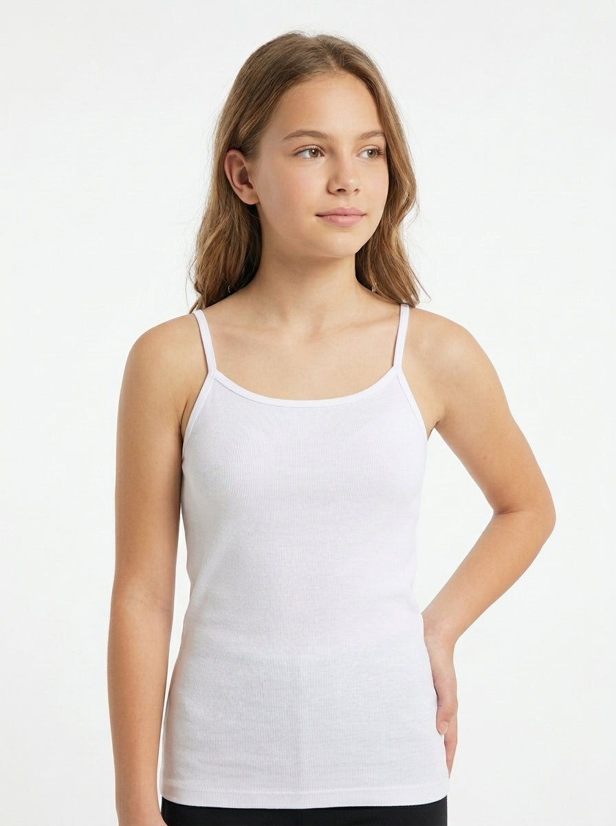 Girls Cotton Cami Undershirt - White