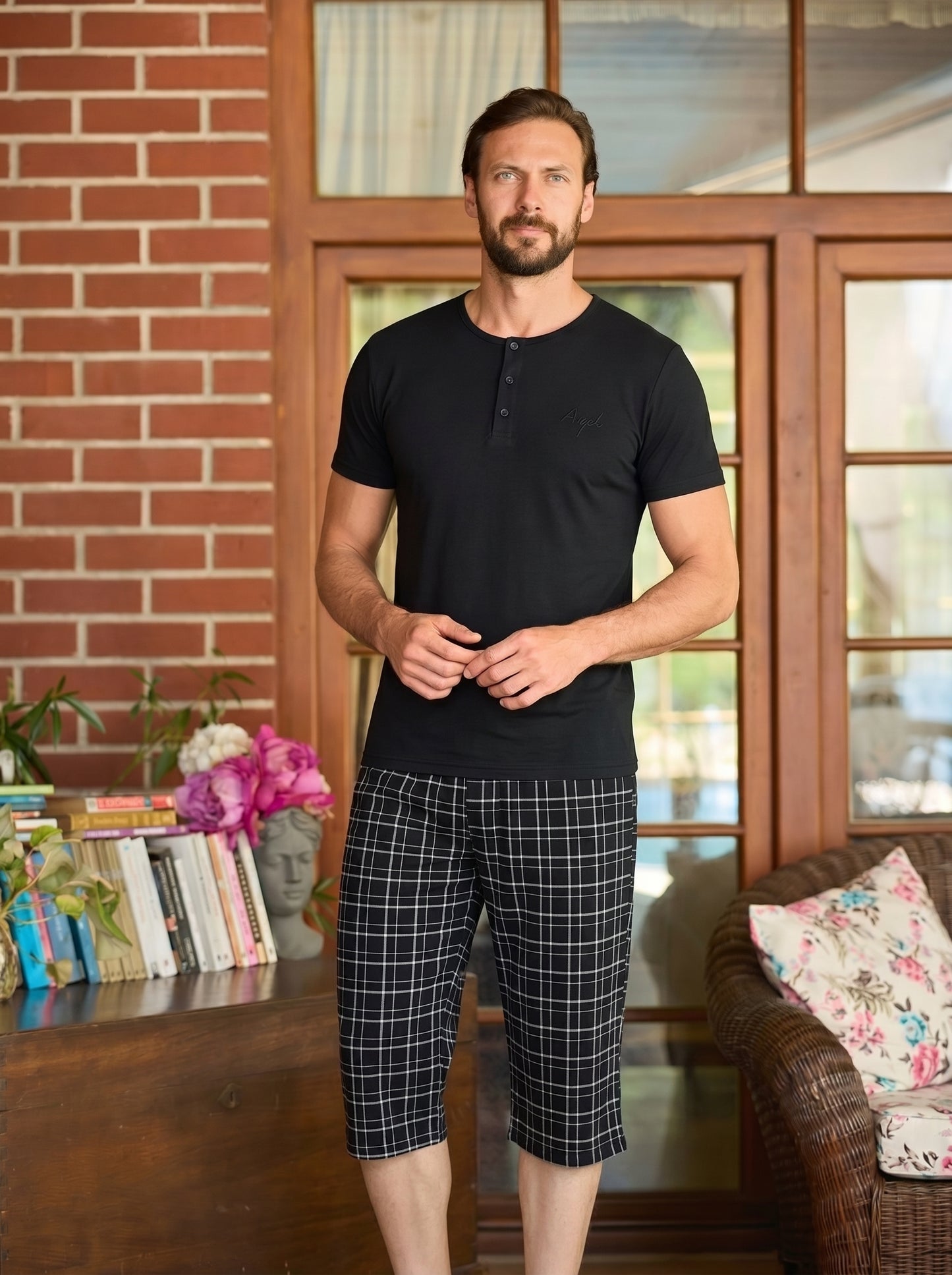 Soft Stretch Cotton Cropped Pants Set
