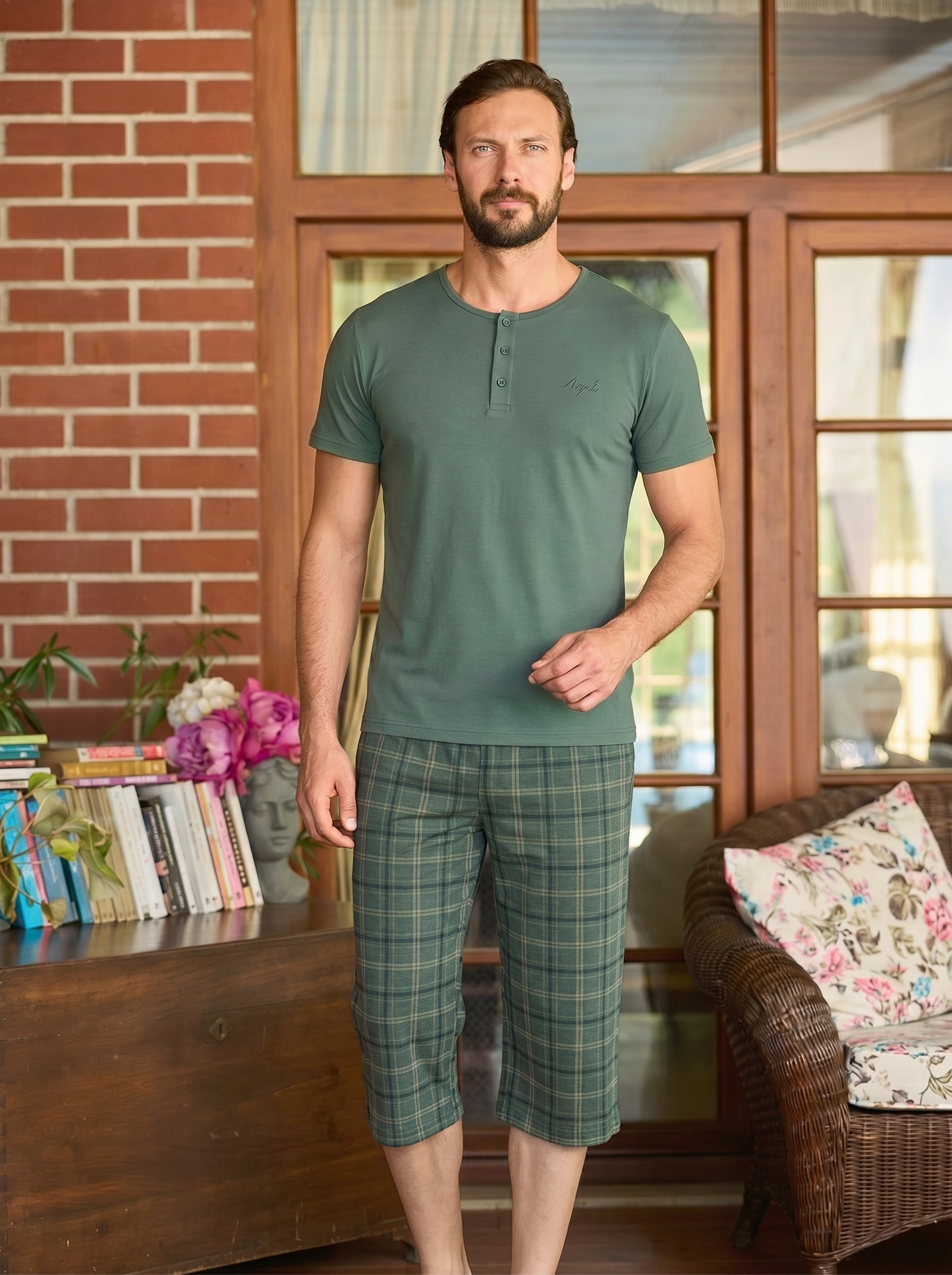 Soft Stretch Cotton Cropped Pants Set