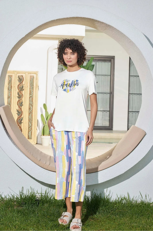 Soft Cotton Cropped Pants Set