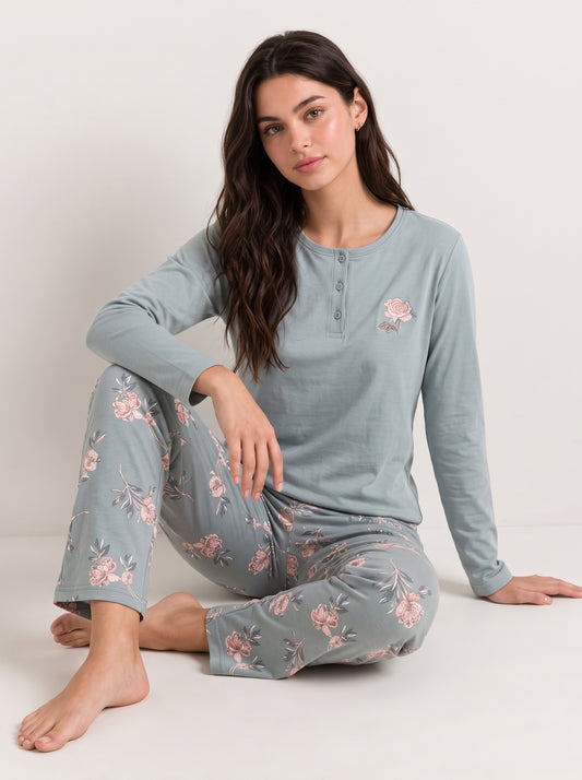 Muted Bloom Soft Pure Cotton PJ Set