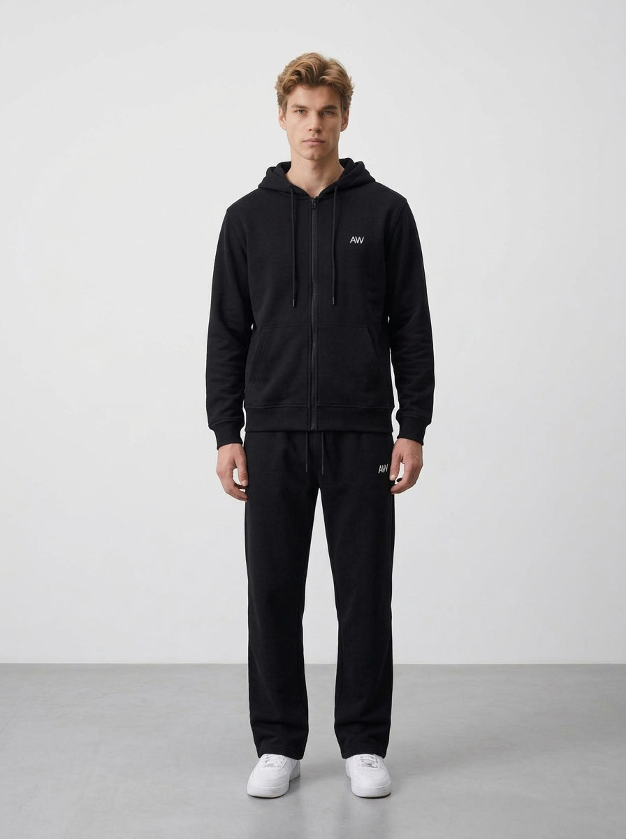 Cotton Full-Zip Tracksuit Set | Relaxed Straight Leg