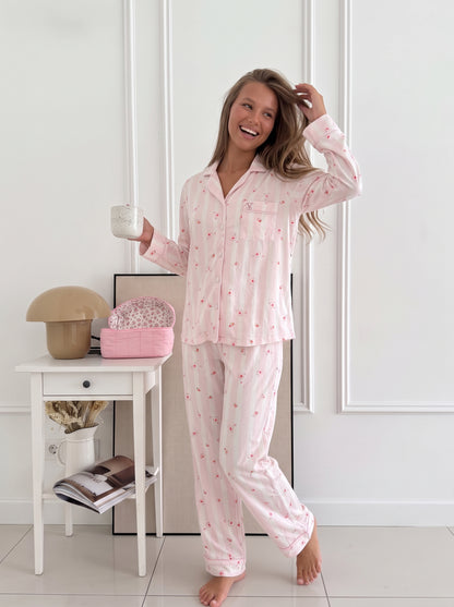 Strawberry Frappé Stripe Soft Button-Front PJ Set