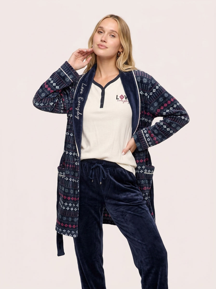 Cozy 3-Piece Ultra-Soft Fleece Pajama & Robe Set