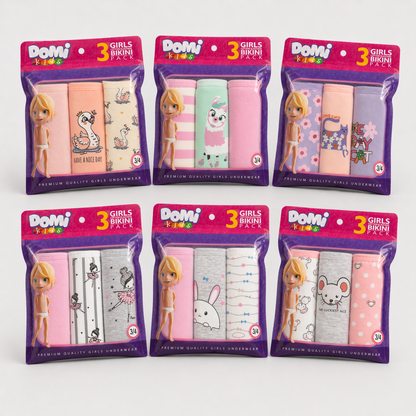 Girls Cotton Elastane Panties – 3-Pack