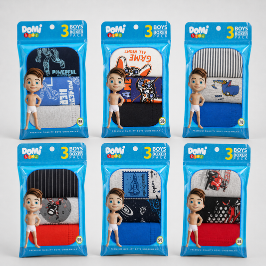 Boys Cotton Boxer Shorts – 3-Pack