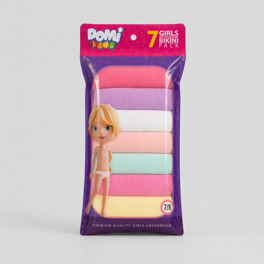 Girls Cotton Elastane Panties – 7-Pack
