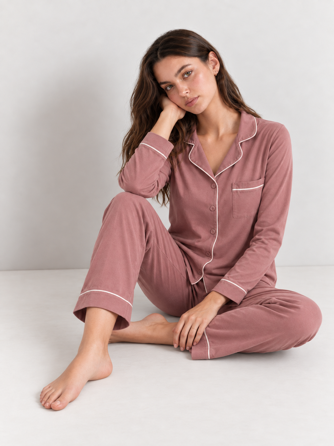 Sunday Rose Soft Pure Cotton Button-Front PJ Set