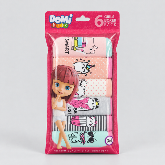 Girls Cotton Elastane Boxer Briefs – 6-Pack