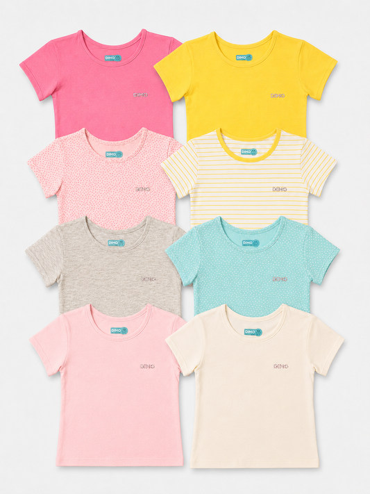 Girls Short Sleeve Stretch Cotton Undershirt