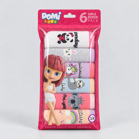Girls Cotton Elastane Boxer Briefs – 6-Pack
