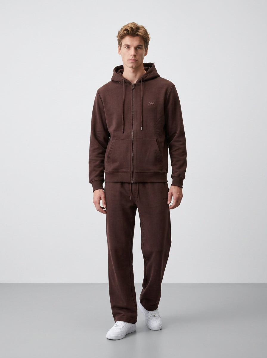 Cotton Full-Zip Tracksuit Set | Relaxed Straight Leg