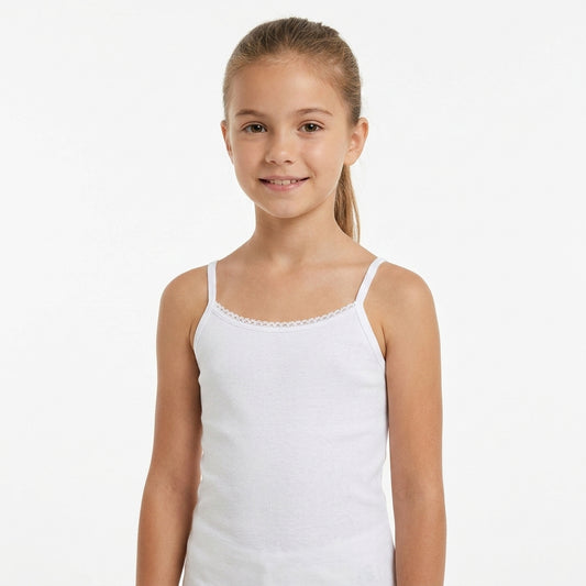 Girls Cotton Cami Undershirt - White