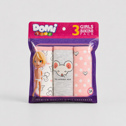 Girls Cotton Elastane Panties – 3-Pack
