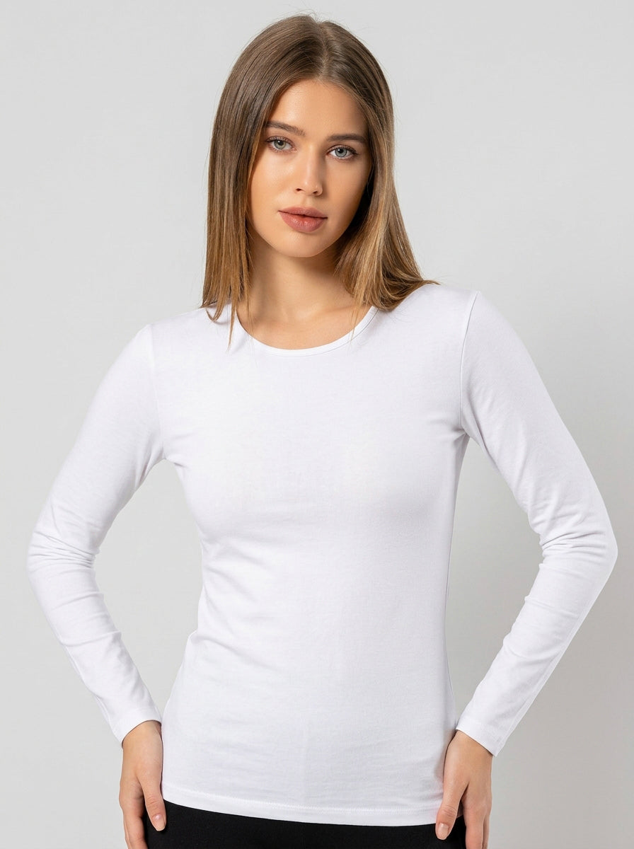 Stretch Cotton Long Sleeve Undershirt