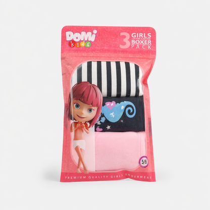 Girls Cotton Elastane Boxer Briefs – 3-Pack