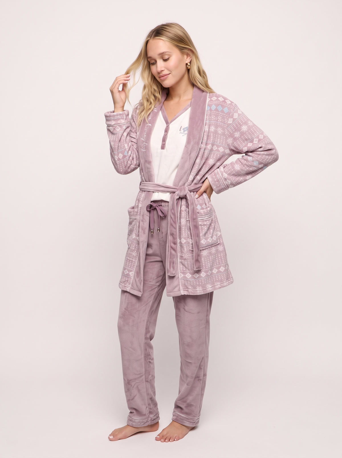 Cozy 3-Piece Ultra-Soft Fleece Pajama & Robe Set