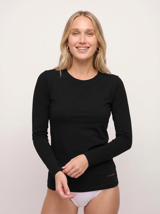 Long-Sleeve Stretch Cotton Undershirt