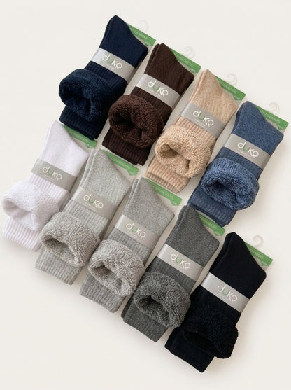 Men’s Thermal Ribbed Cotton Crew Socks with Full Terry Cushion – Long
