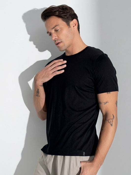 Stretch Cotton Crew Neck Undershirt - White