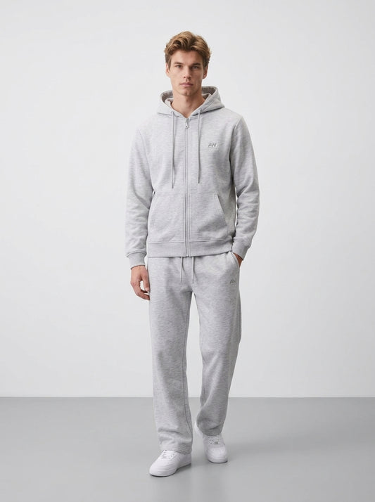 Cotton Full-Zip Tracksuit Set | Relaxed Straight Leg