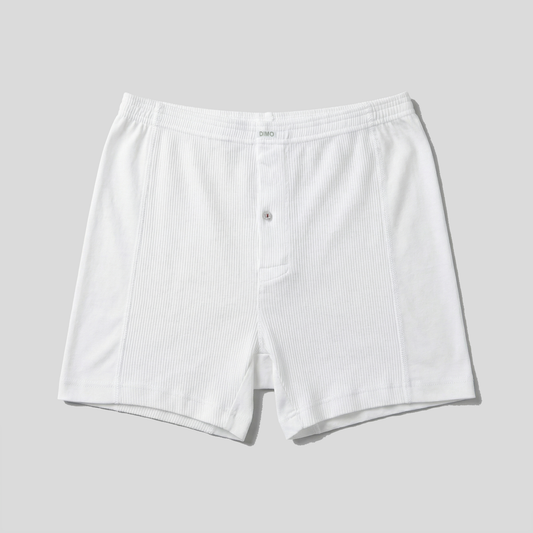 Rib Cotton Button-Fly Boxer Shorts - White