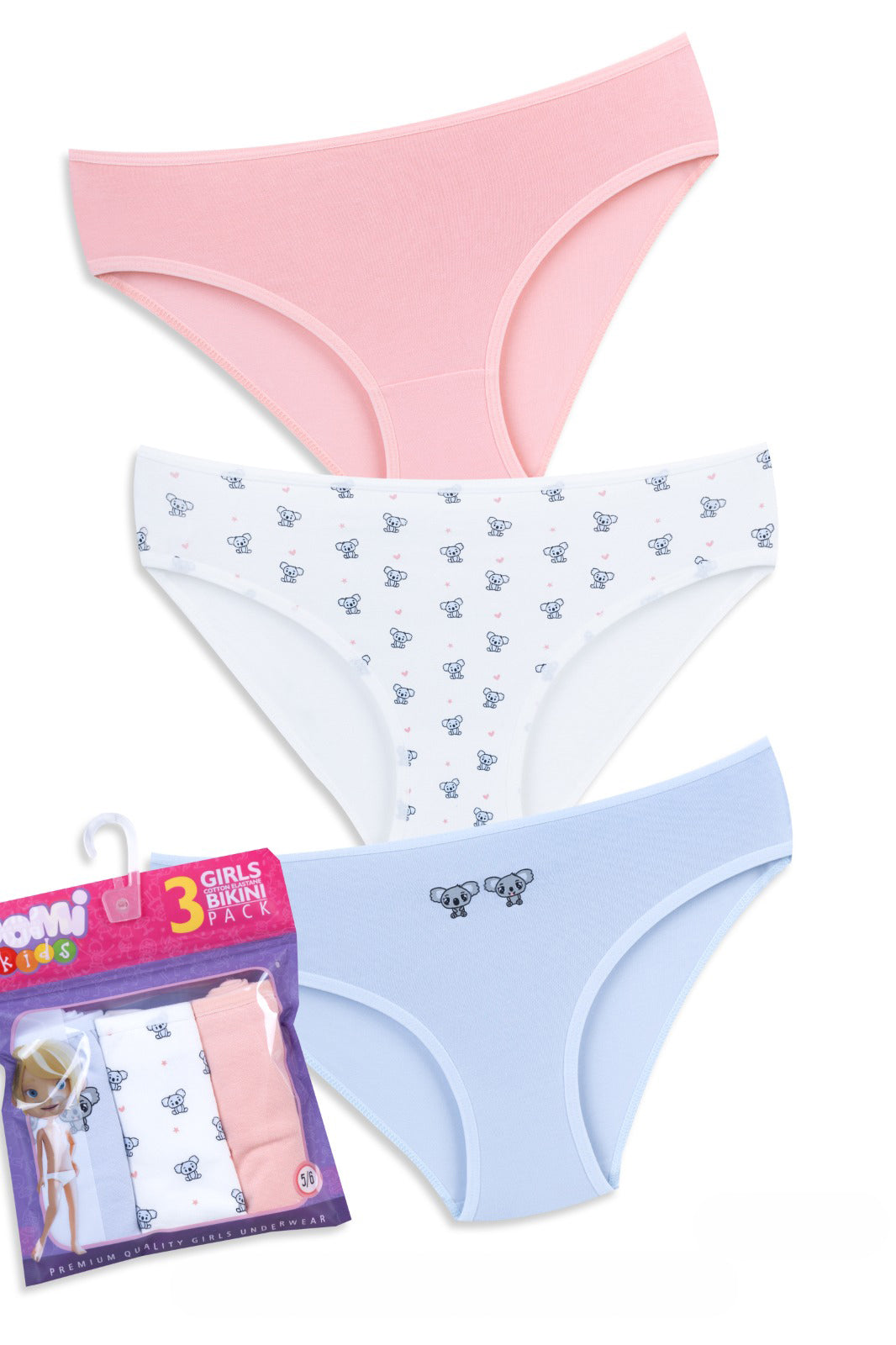 Girls Cotton Elastane Panties – 3-Pack