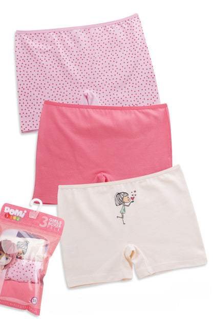 Girls Cotton Elastane Boxer Briefs – 3-Pack