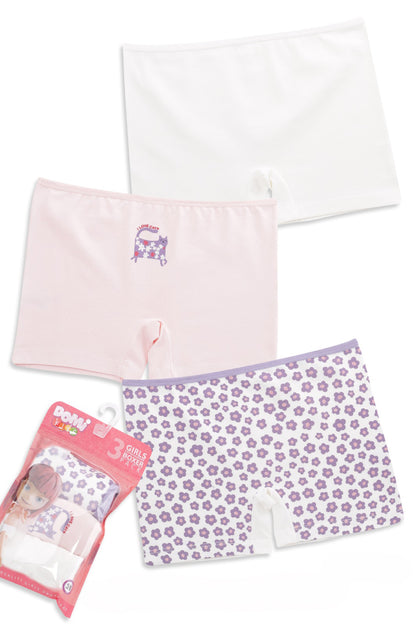 Girls Cotton Elastane Boxer Briefs – 3-Pack