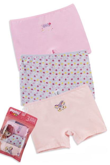 Girls Cotton Elastane Boxer Briefs – 3-Pack