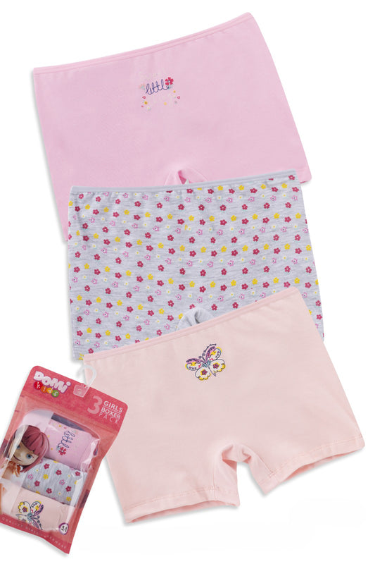 Girls Cotton Elastane Boxer Briefs – 3-Pack