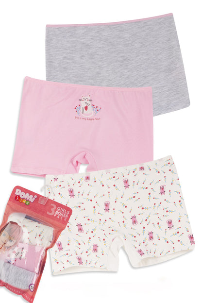 Girls Cotton Elastane Boxer Briefs – 3-Pack