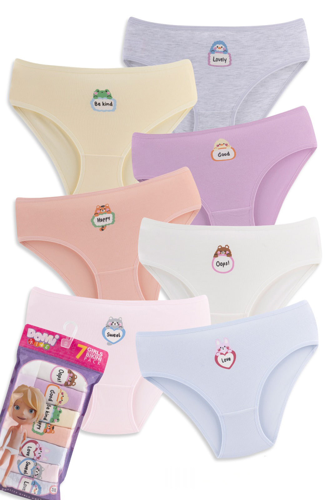 Girls Cotton Elastane Panties – 7-Pack