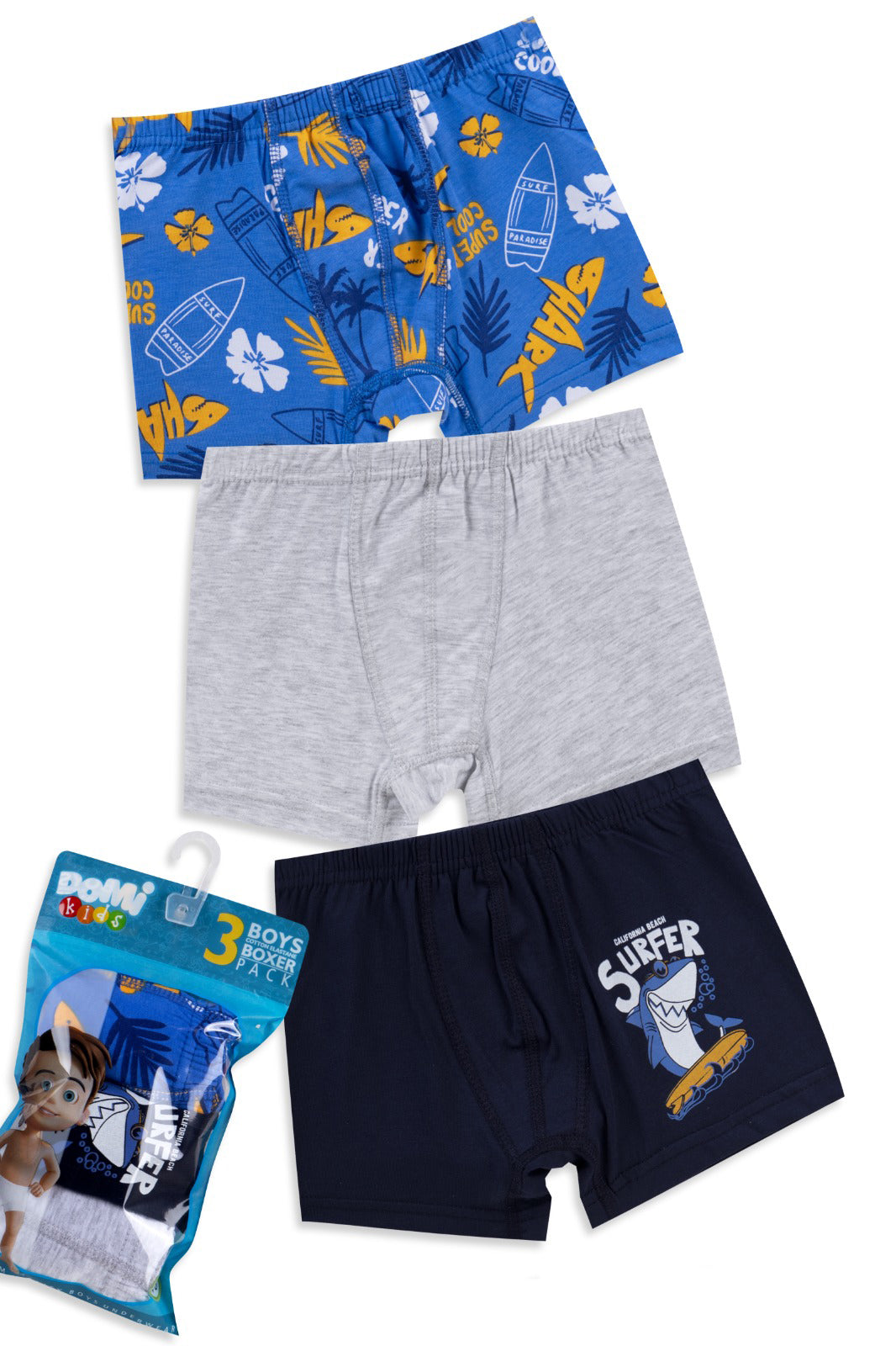 Boys Cotton Boxer Shorts – 3-Pack