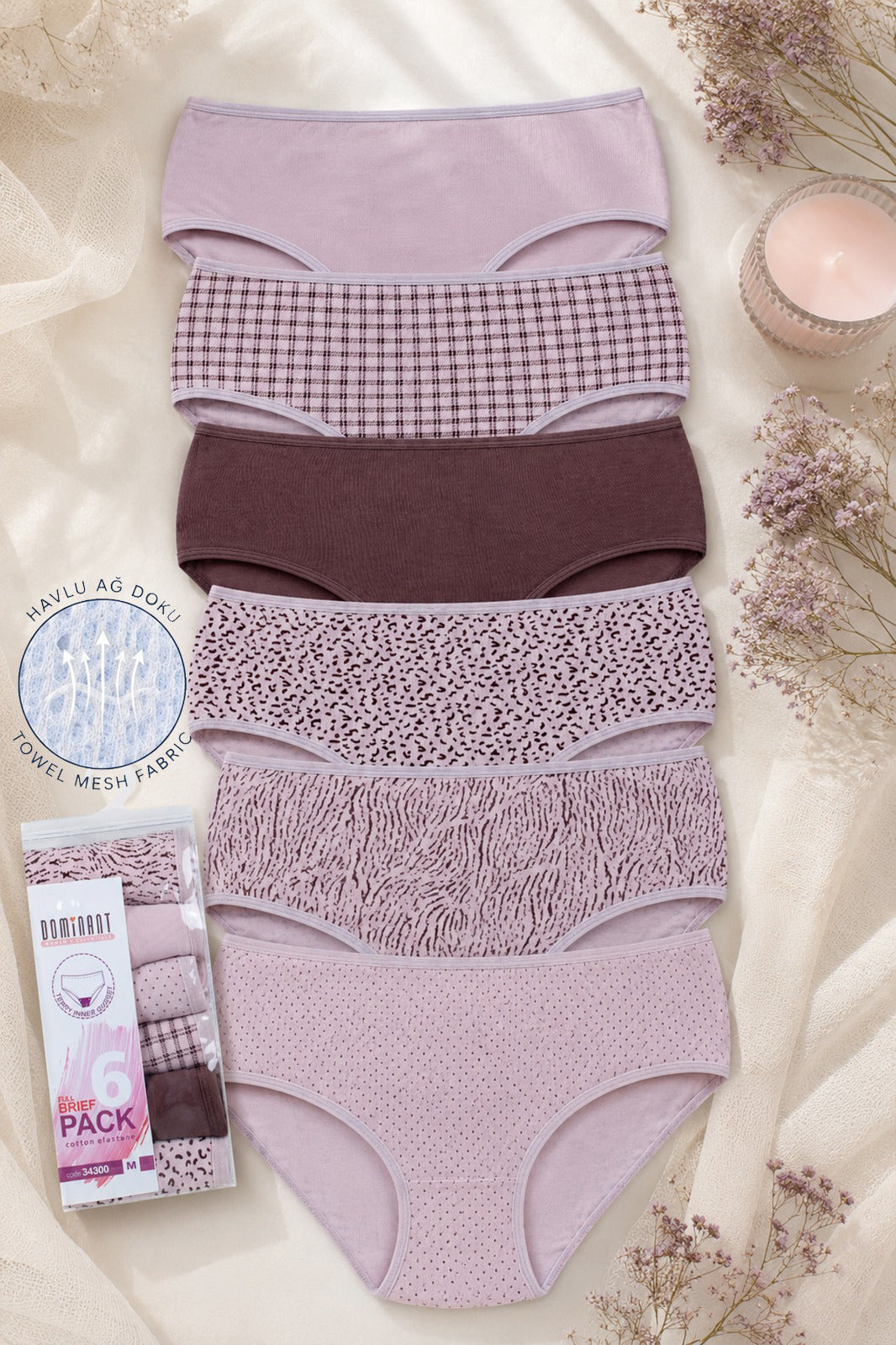 High-Waisted Cotton Panties Terry Inner – Dominant 6-Pack