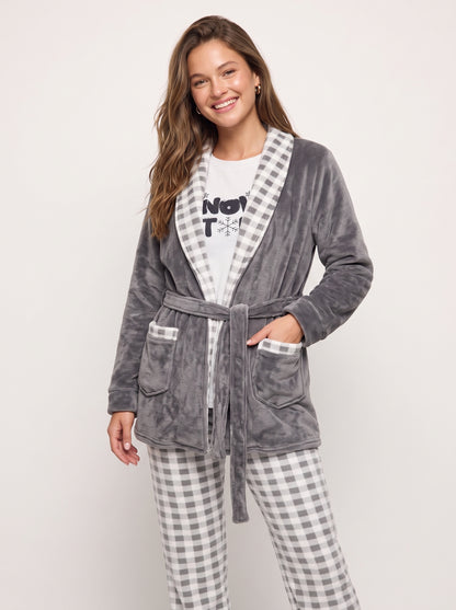Snow Storm 3-Piece Velvet Pajama & Plush Robe Set