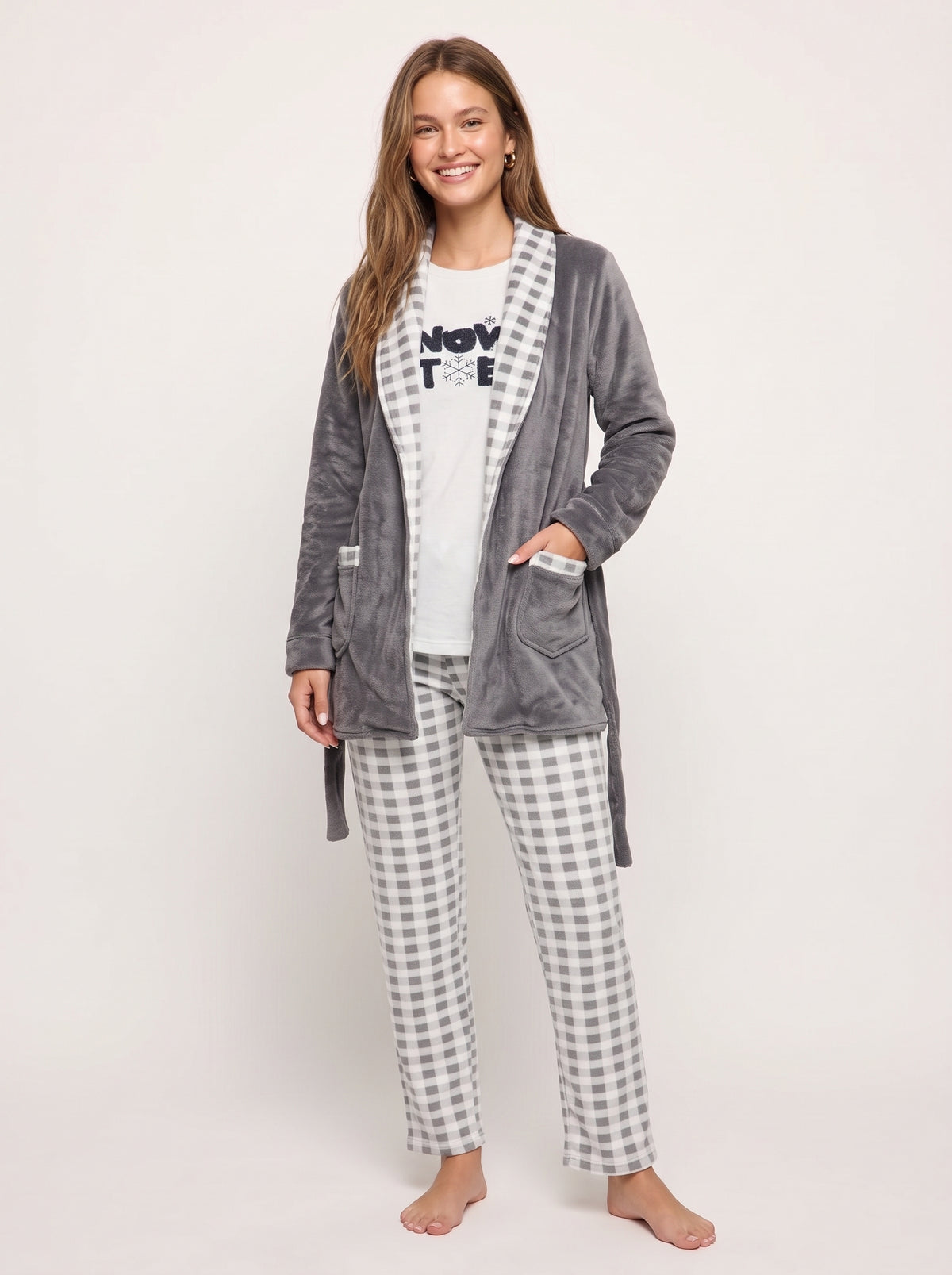 Snow Storm 3-Piece Velvet Pajama & Plush Robe Set