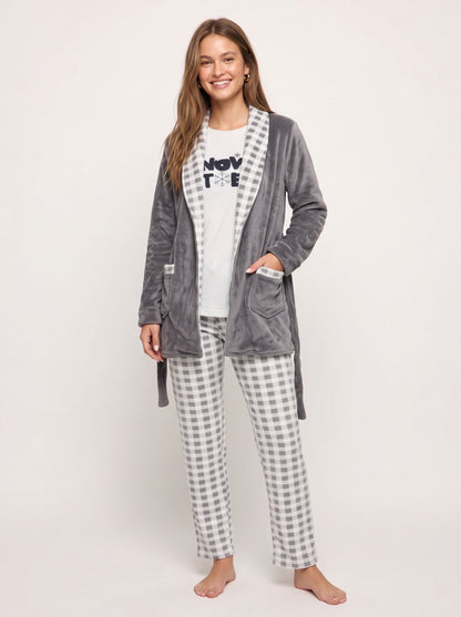 Snow Storm 3-Piece Velvet Pajama & Plush Robe Set