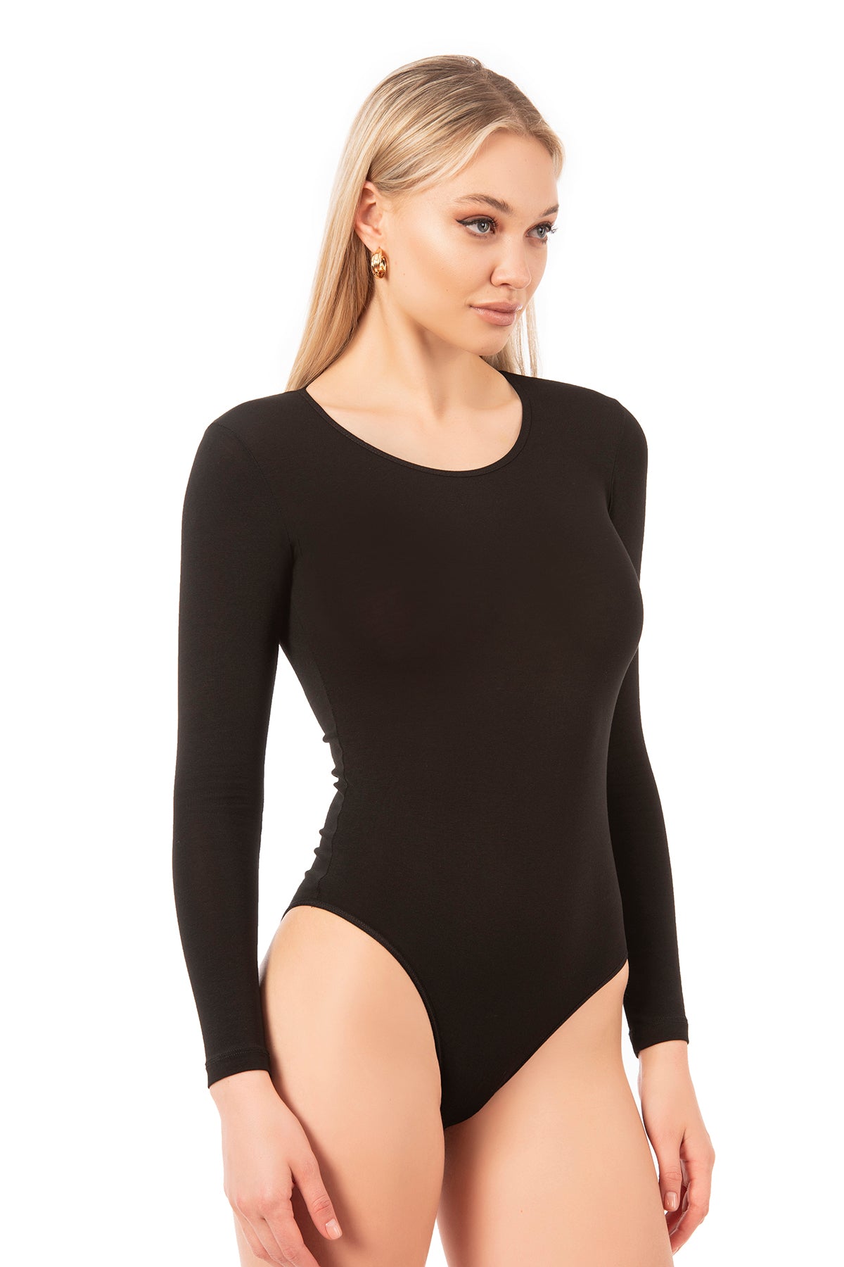 Stretch Cotton Long-Sleeve Bodysuit