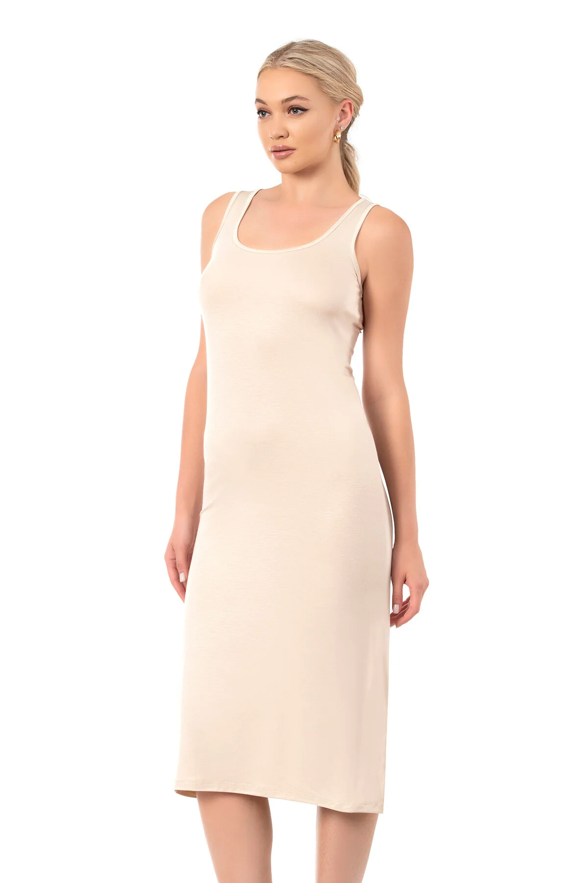 Bamboo Cotton Below-Knee Slip Dress
