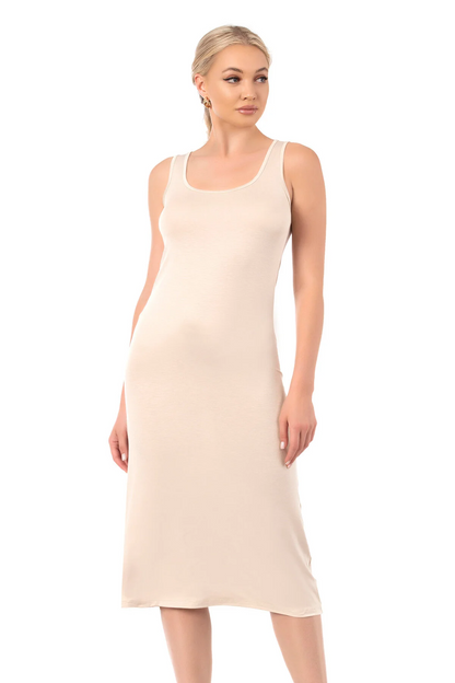 Bamboo Cotton Below-Knee Slip Dress