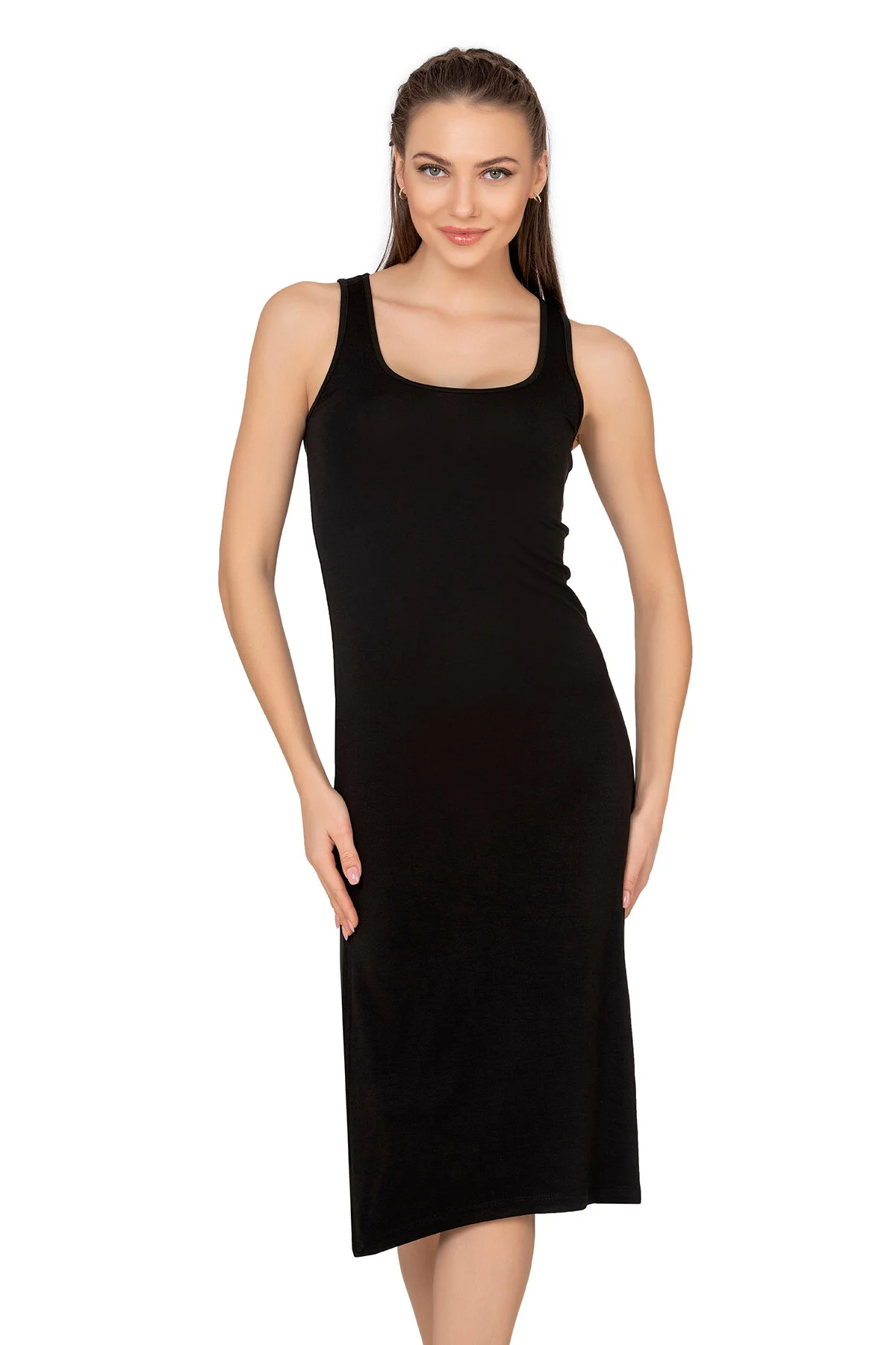 Bamboo Cotton Below-Knee Slip Dress