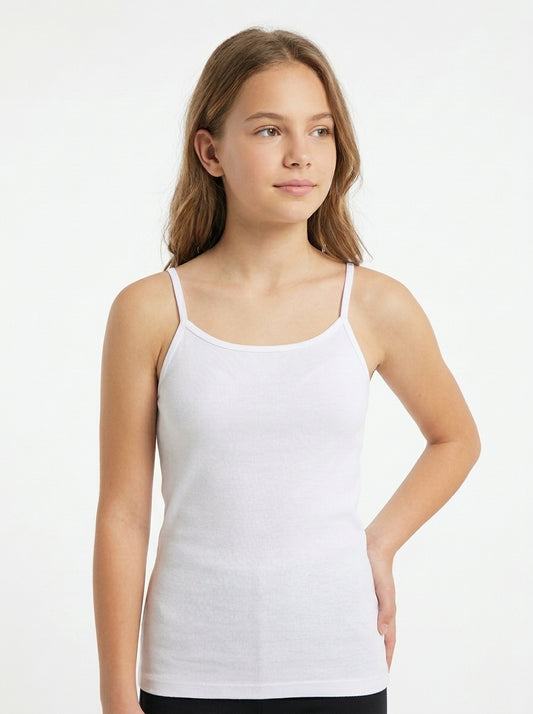 Girls Cotton Cami Undershirt - White